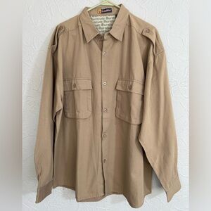 Men's XL Burnside Long Sleeve Skater Heavy Button Down Shirt Tan